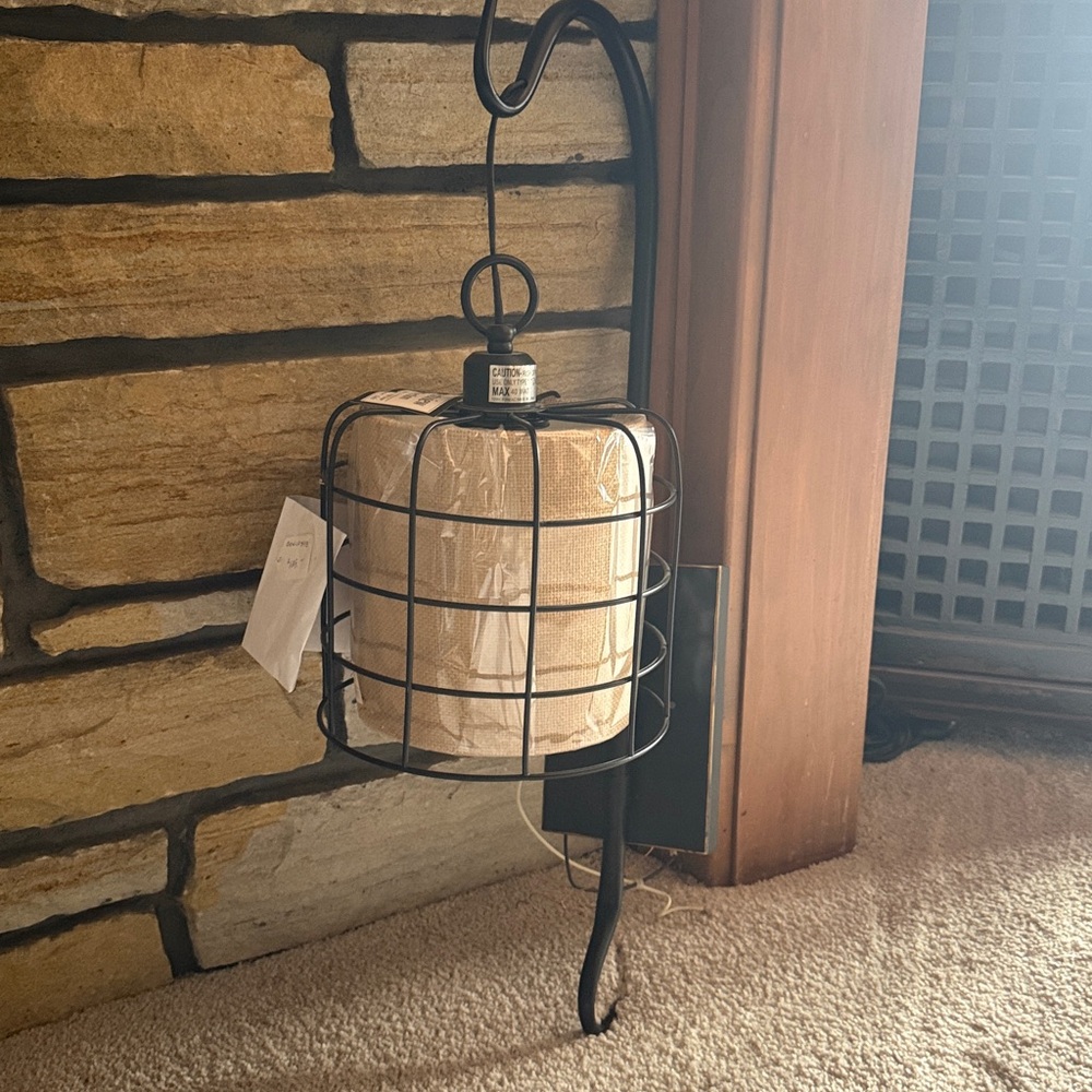 Rustic Black and Tan Wire Cage Lantern Wall Sconce NWT